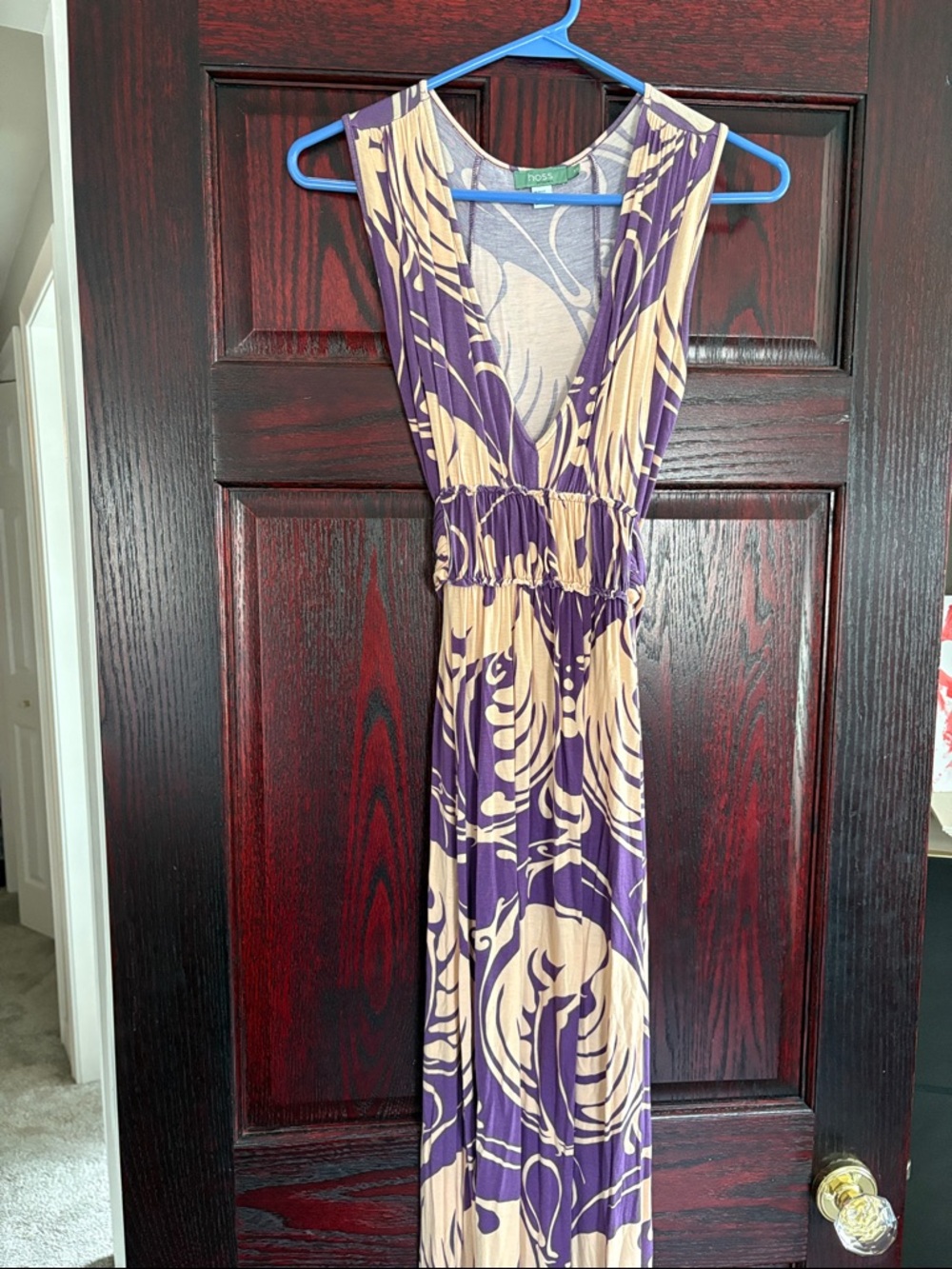Hobie Purple & Cream Sleeveless V-Neck Maxi Dress